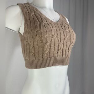 Cable Knit Tan Crop Top